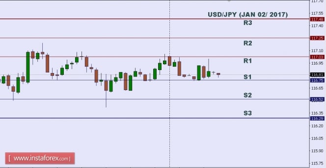 Technical analysis of USD/JPY for Jan 02, 2017