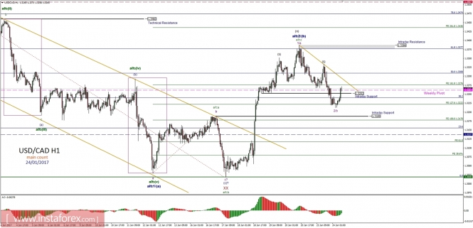 Technical analysis of USD/CAD for January 24, 2017