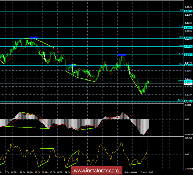 Analysis of the divergence of EUR / USD for November 14. Eurocurrency rested now at the level of 1.13 below